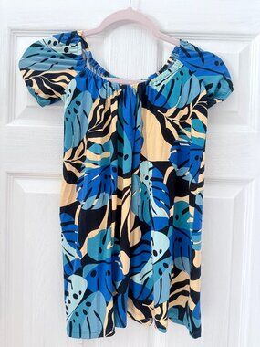 Fighting Eel blue monstera girls mini dress sz 6